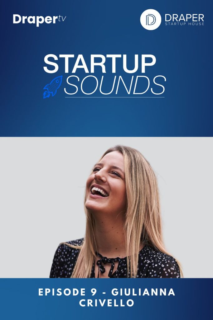 Giulianna Crivello poses beneath the title, "Startup Sounds"