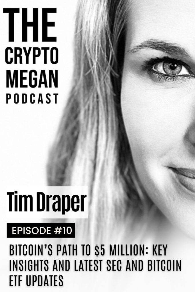 Megan Nilsson smiles on the cover of episode 10's cover with Tim Draper.