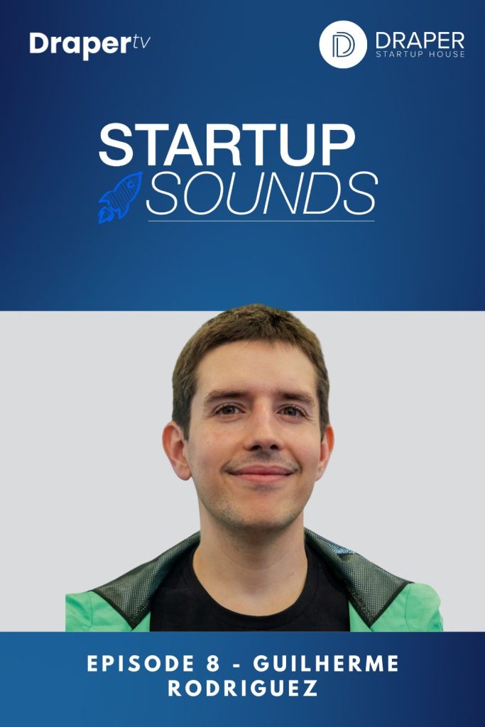 Guilherme Rodriguez poses beneath the title, "Startup Sounds"