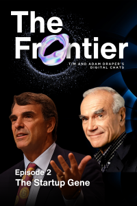 Tim and Bill Draper's Digital Twins pose above the episode title, "The Startup Gene"
