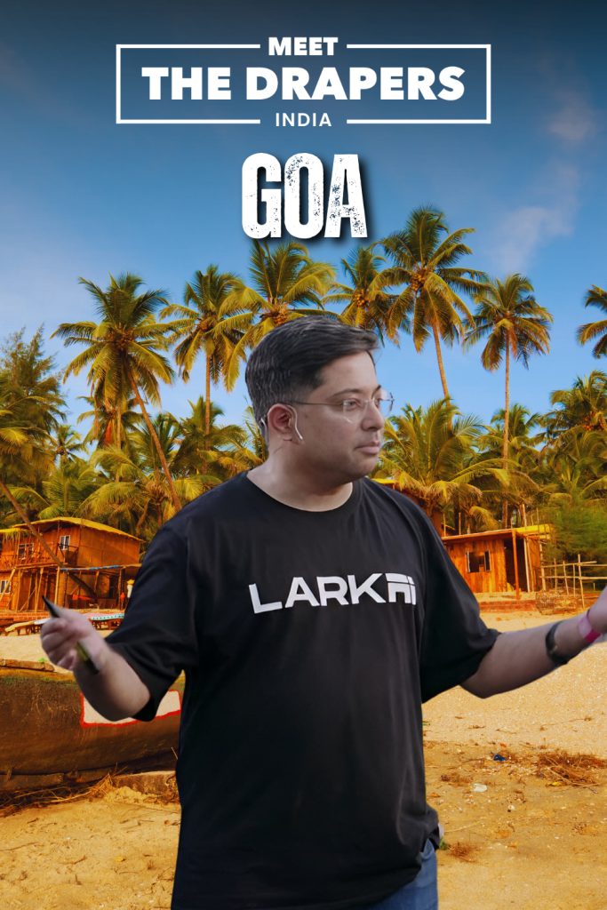 The founder of LarkAI pitches on the cover of Meet the Drapers India: Goa
